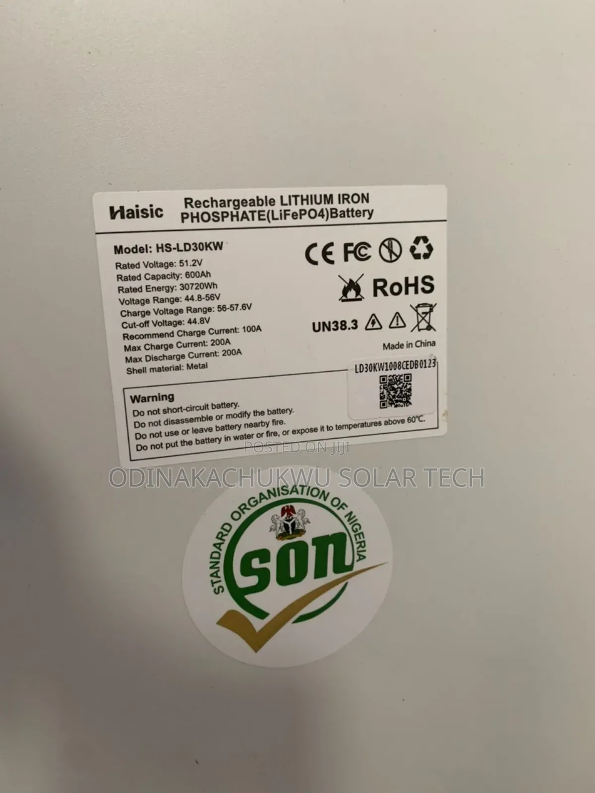 30kwh Haisic Battery – 24/7 Light Solution for Duplex Business