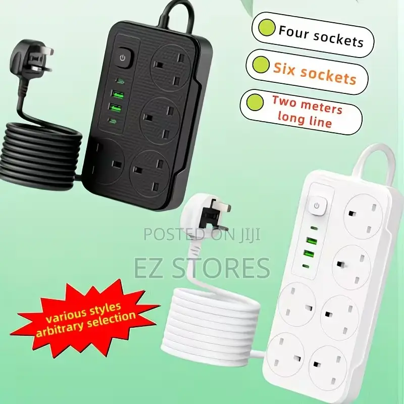 Extension Box 4/6 Sockets Usb Type-C Power Strip