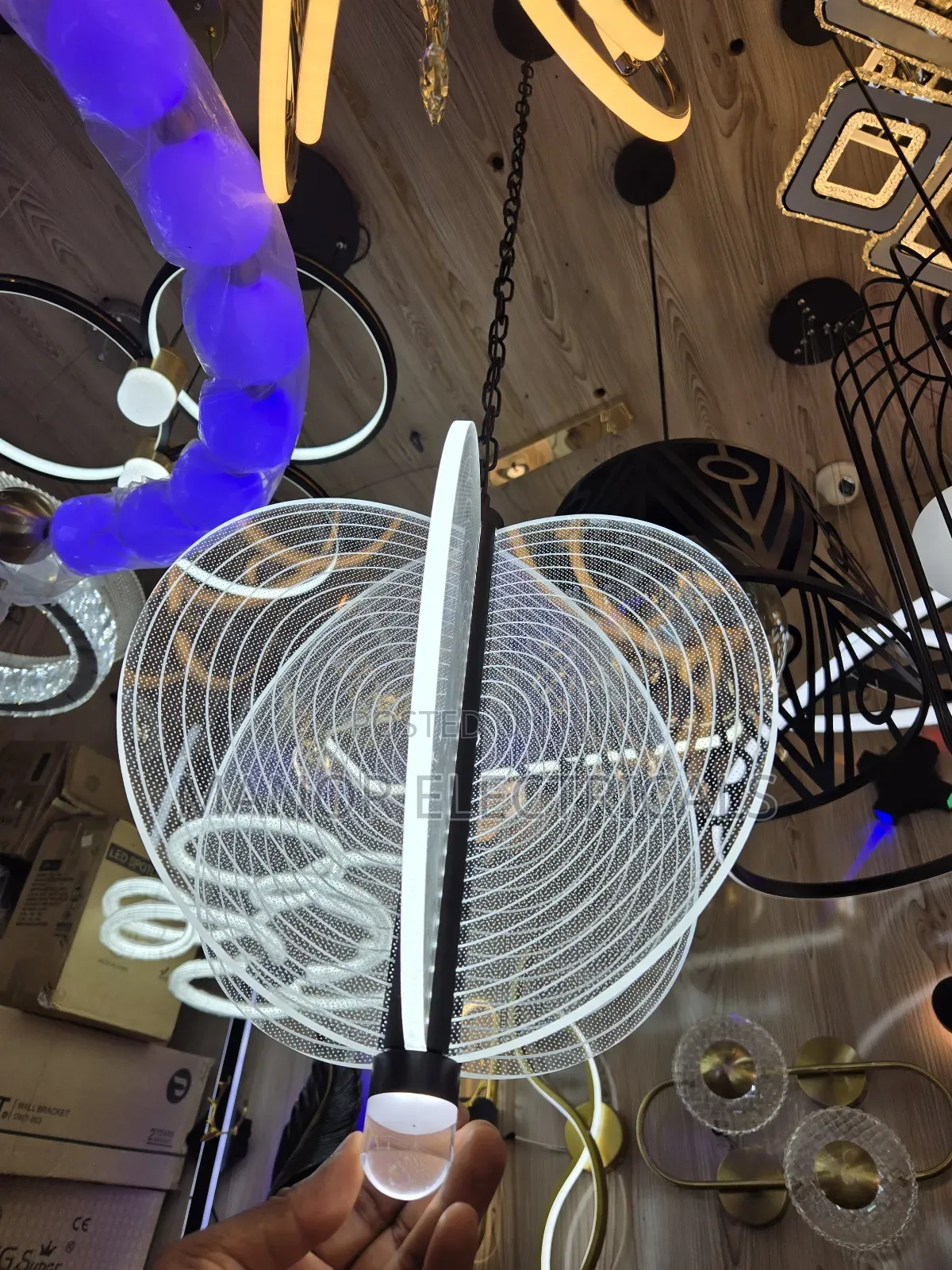 Long Single Drop Chandelier – 3 Color Transparent Luxury Design