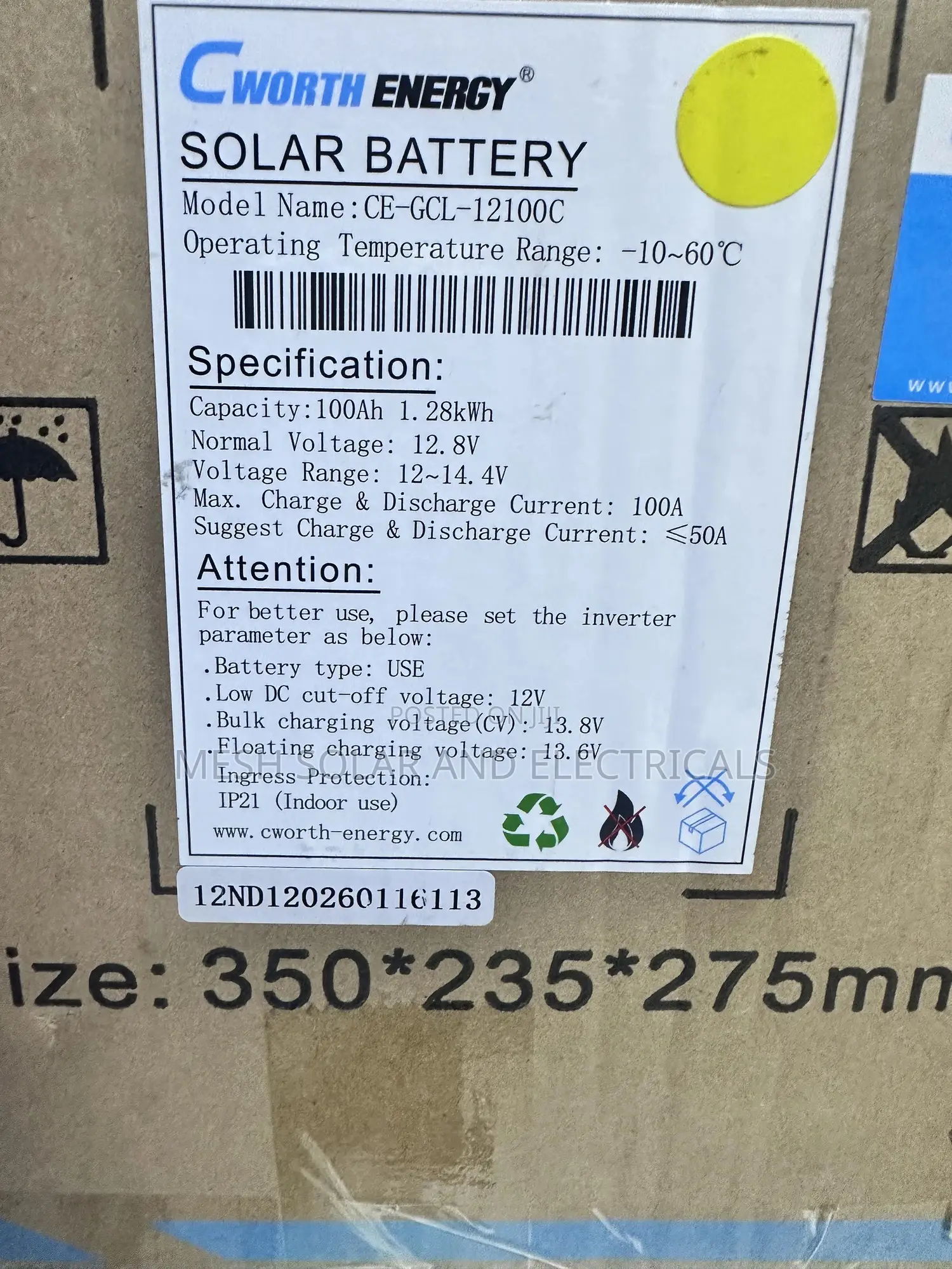 1.3kwh 12v Lithium Battery 100ah