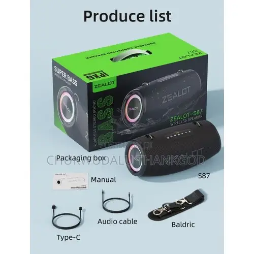 Zealot 80w Super Bass Bluetooth Speaker With 16000mah Battery S87