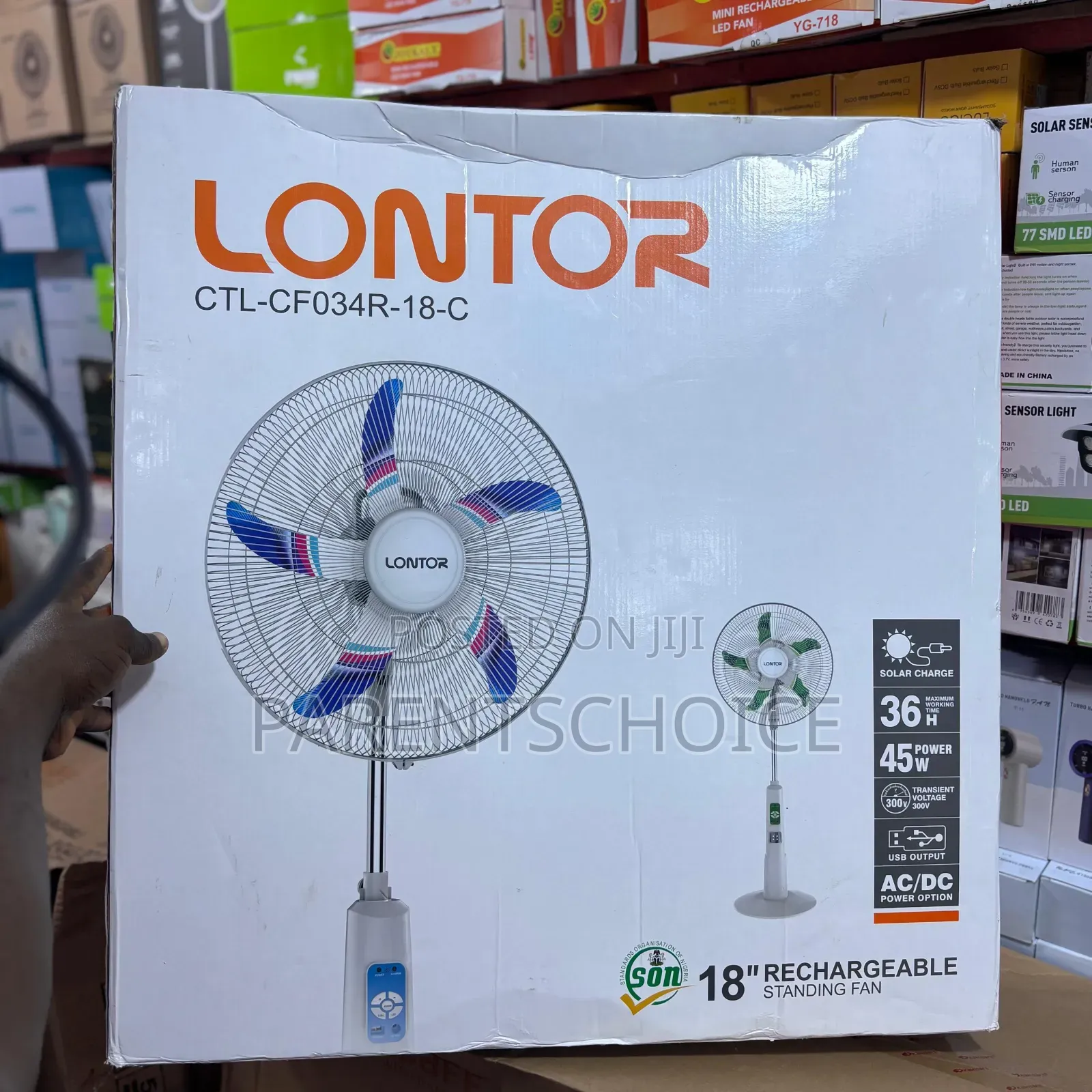 Lontor Rechargeable 18 Inches Standing Fan