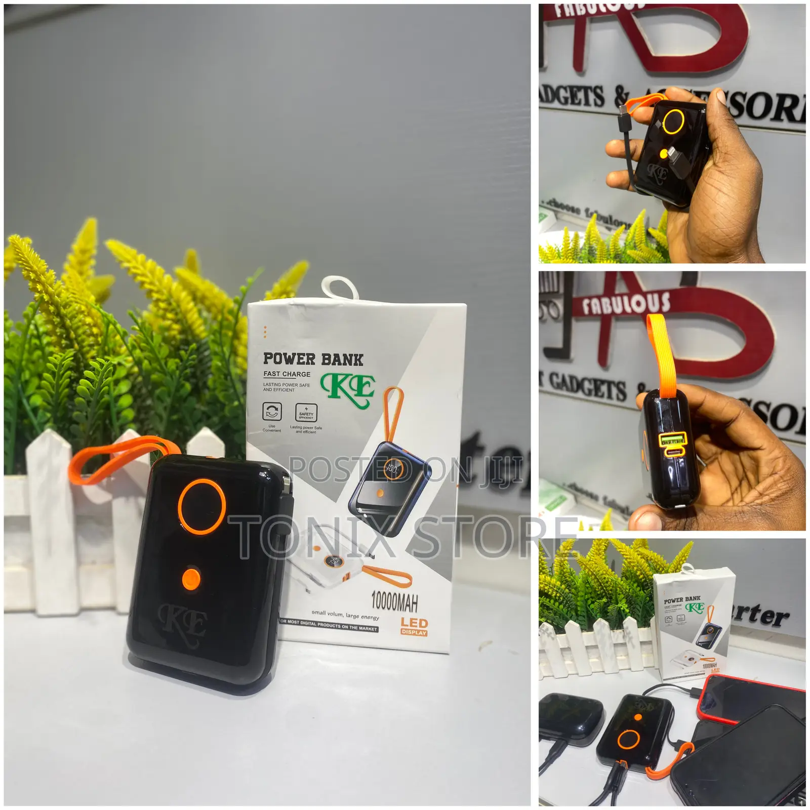 Portable Fast Charging Mini Powerbank With Retractable Chargers