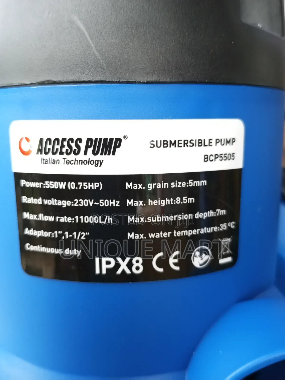 0.75hp Fountain Submersible Pump. Brand:Access