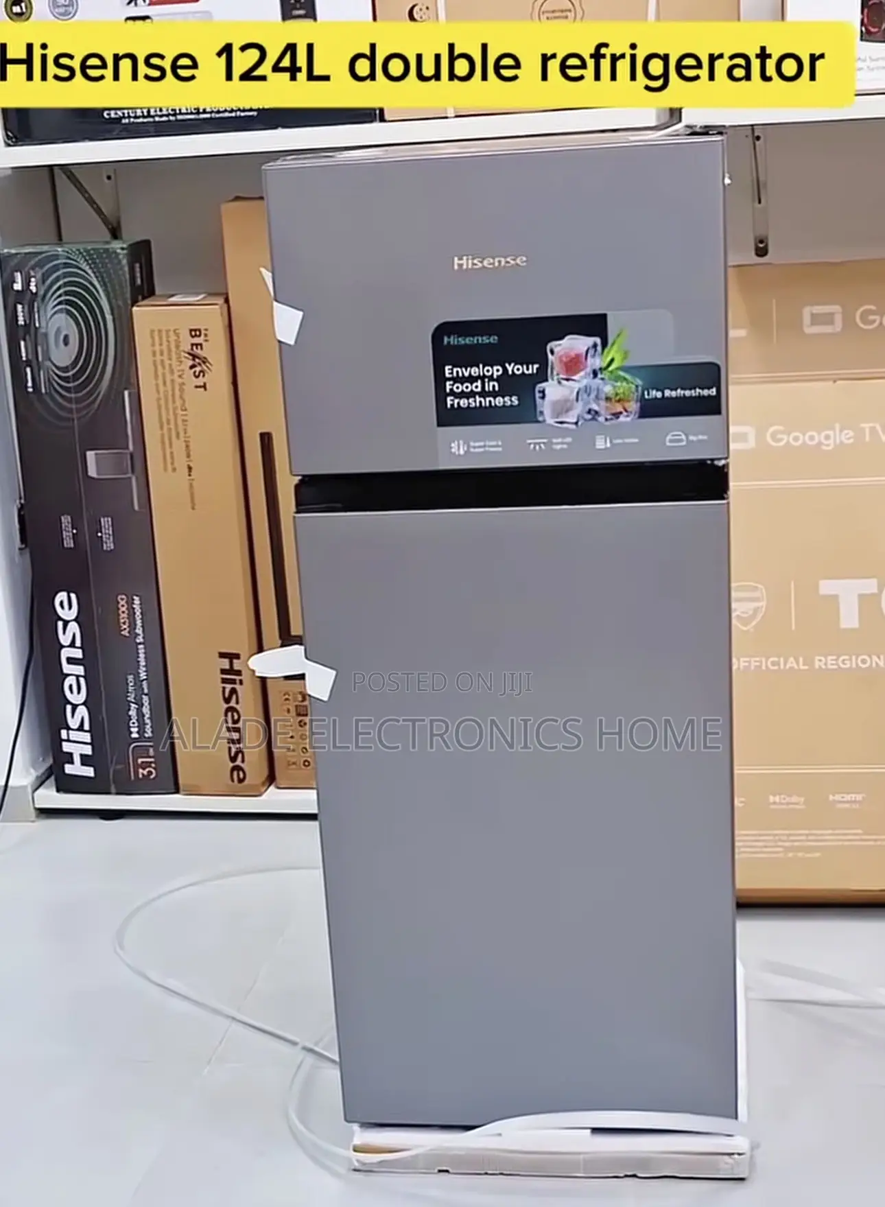 Hisense Double Door Refrigerator 124ltrs” 10yr Waranty