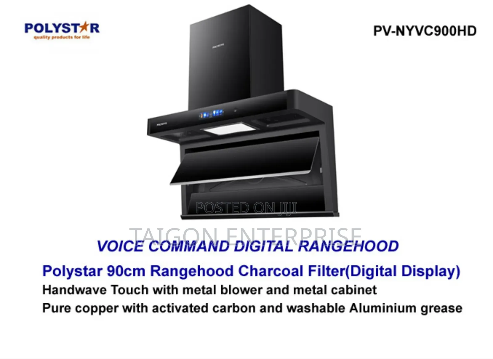 Voice Commands Digital Range Hood/Heat Smoke Extractor