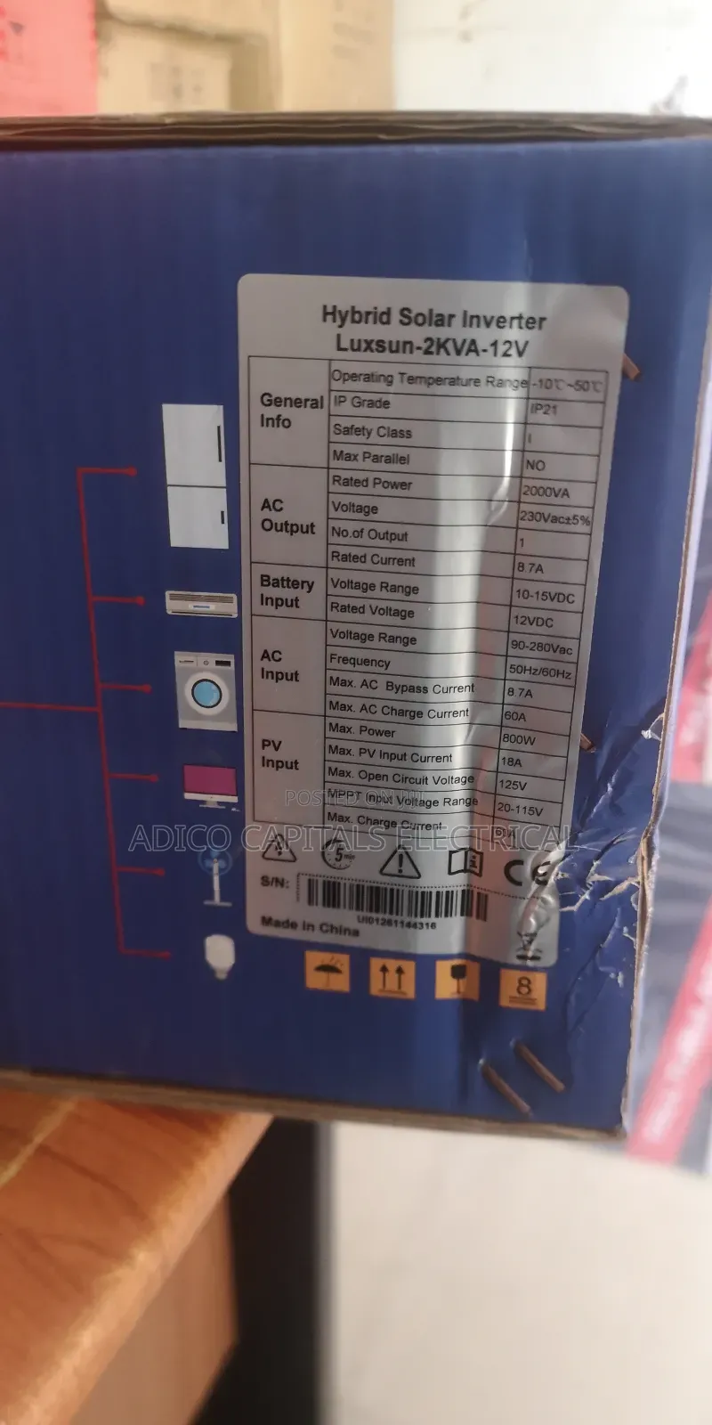 Luxsun 2kva Hybrid Inverter 12v