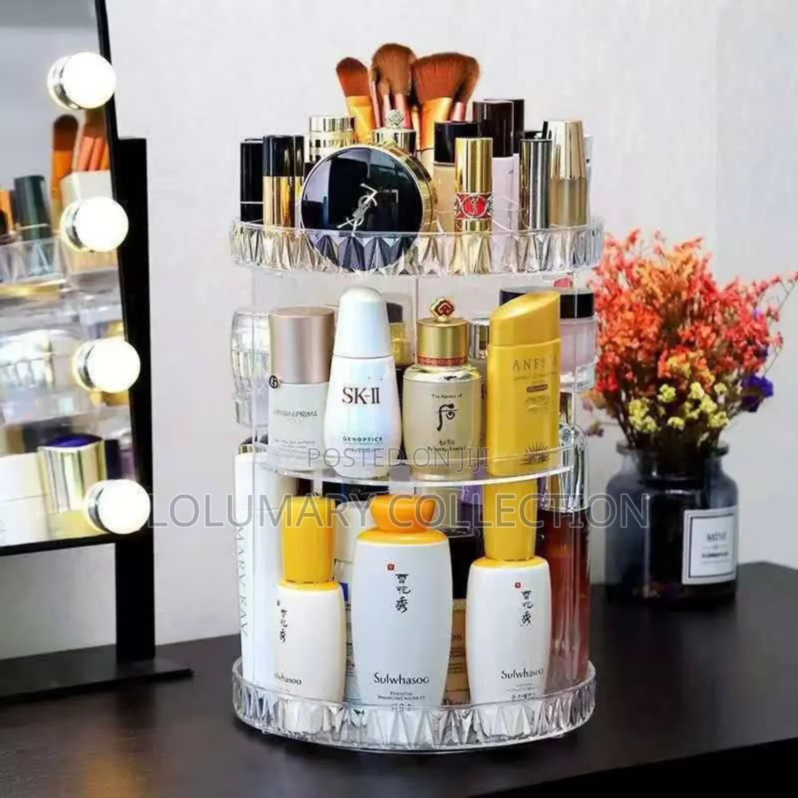 Rotating Makeup Organizer – 360° Cosmetic Jewelry Holder