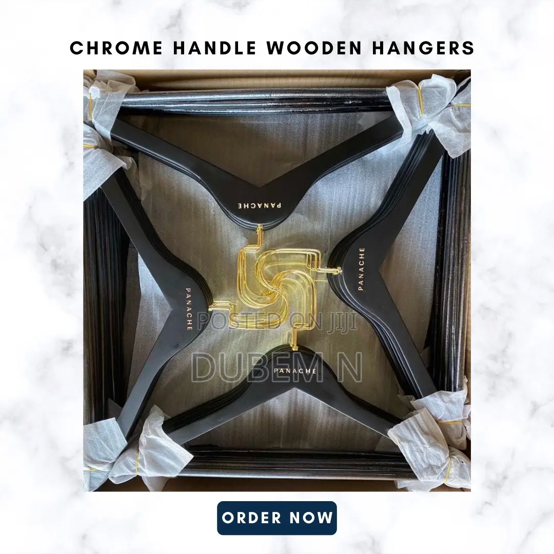 Custom Chrome Handle Wooden Hangers for Stores and Boutiques