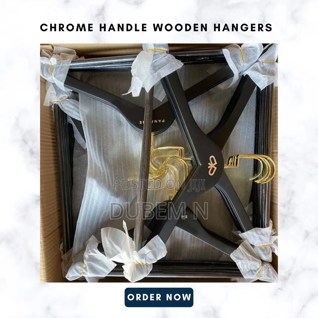 Custom Chrome Handle Wooden Hangers for Stores and Boutiques