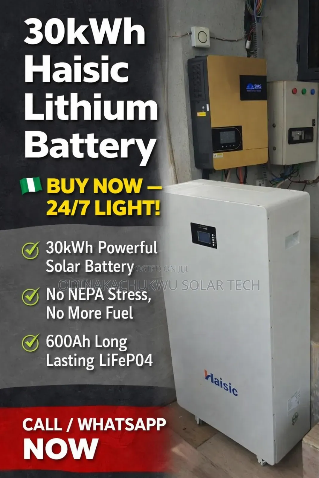 30kwh Haisic Battery – 24/7 Light Solution for Duplex Business