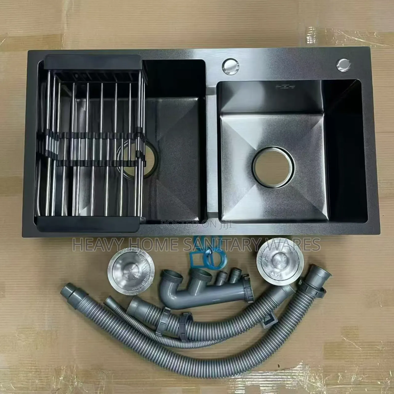 Black Kitchen Sink Double Bowl B33