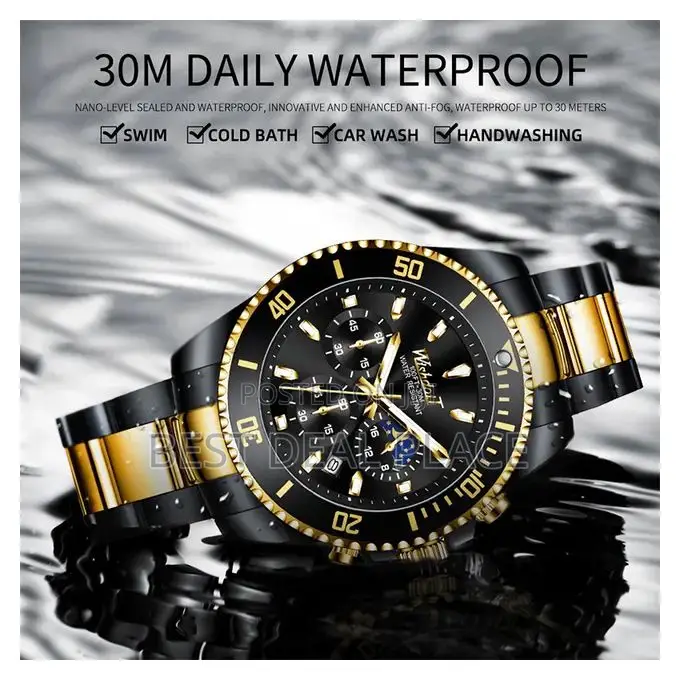 Wishdoit Men Sport Waterproof Luminous Stainless Steel Watch