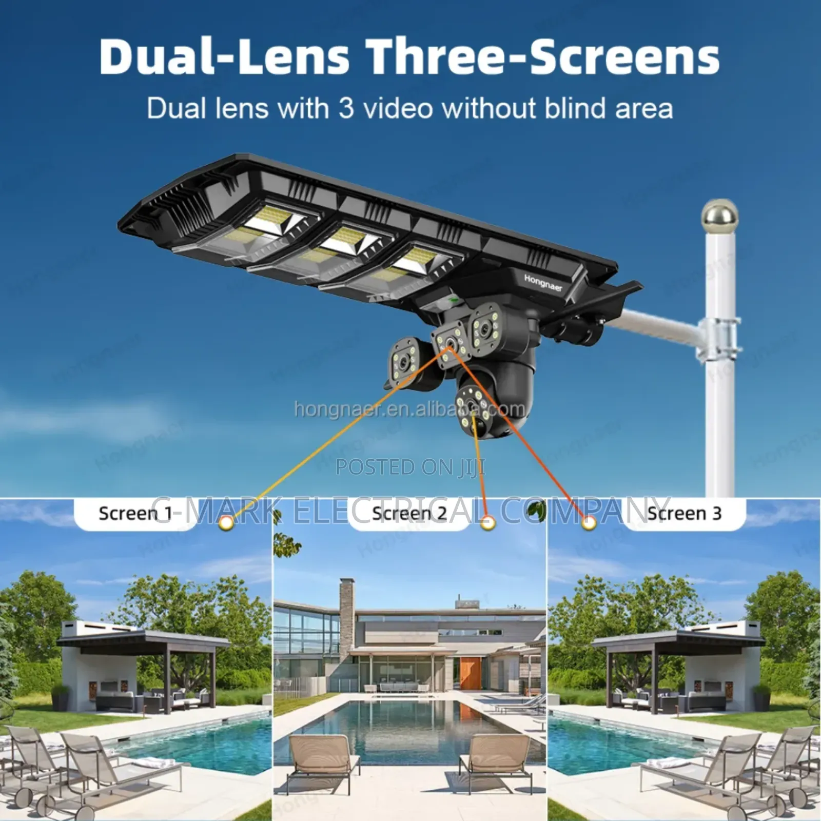 9mp Hd Wireless 4g Solar Street Light With 3 Lens Camera