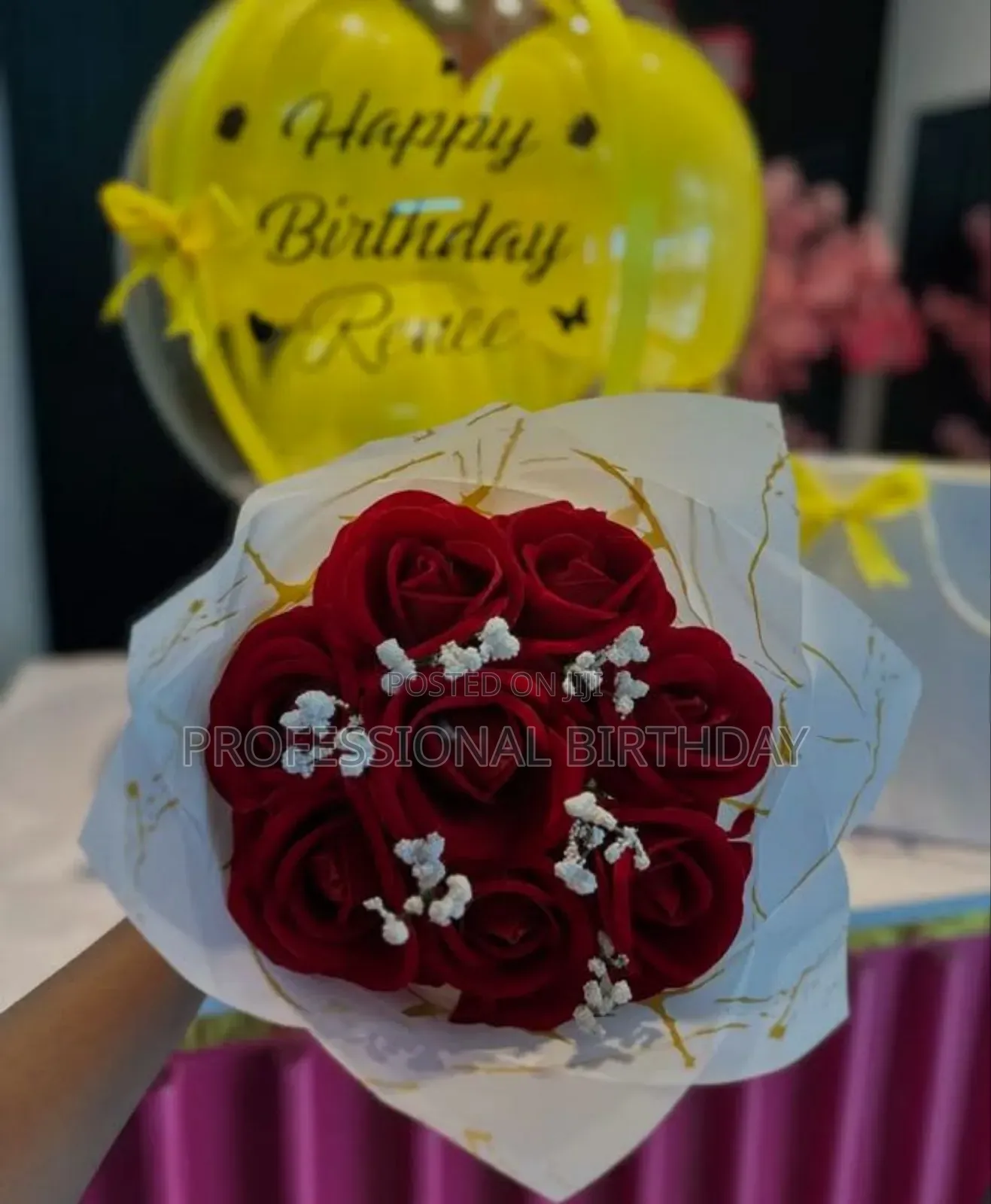 Fruit Basket Hamper and Roses Bouquet