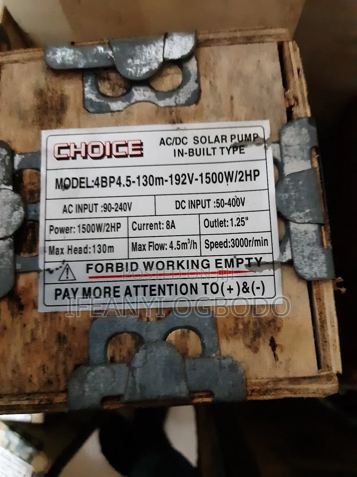 Choice Solar Pump 2hp Ac and Dc