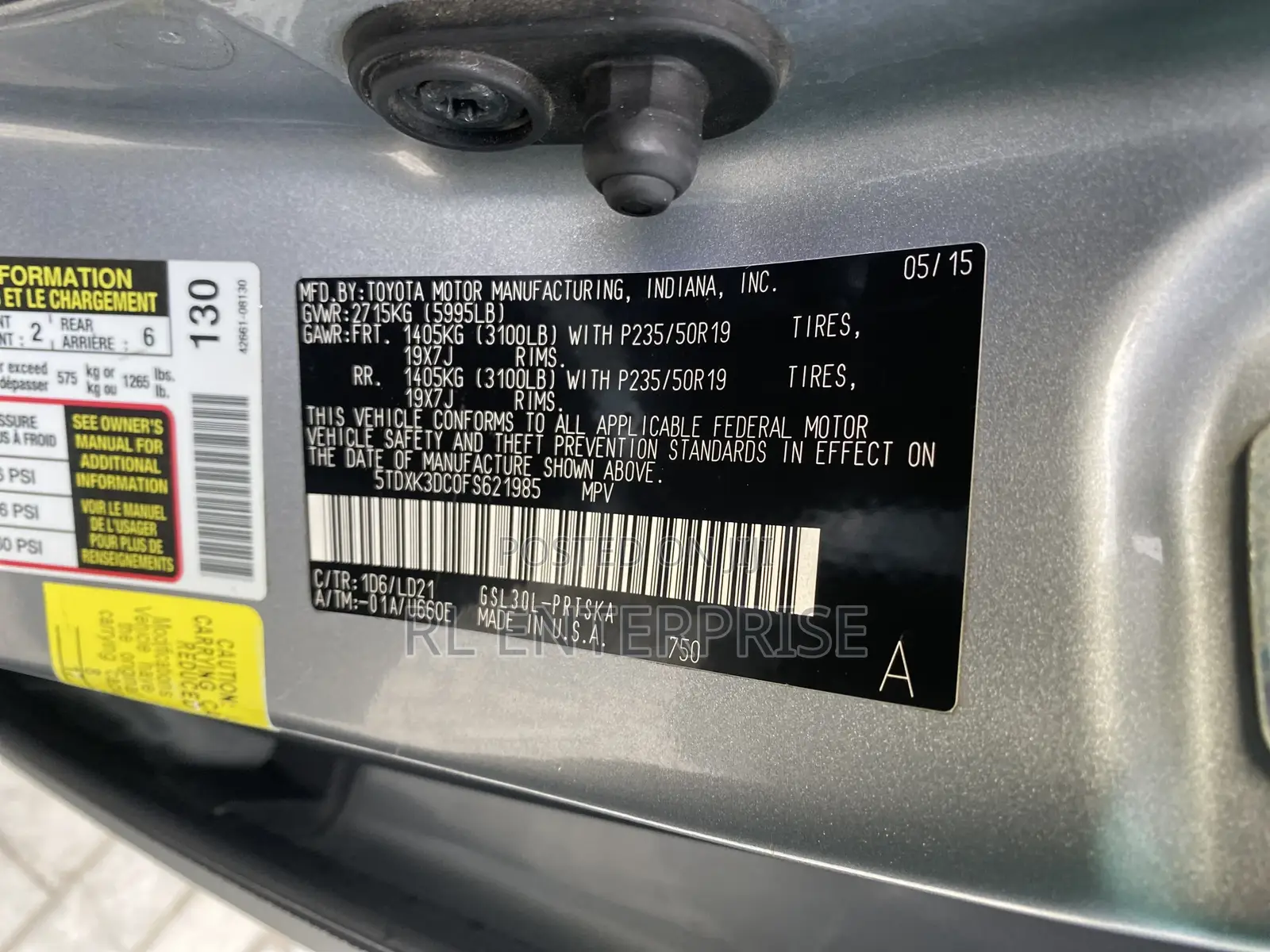 Toyota Sienna SE Premium 8-Passenger 4dr Minivan (3.5L 6cyl 6A) 2015