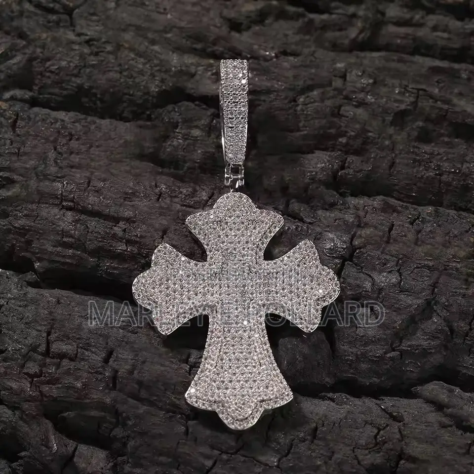 Aaa+ Cubic Zirconia Spade Cross Rope Pendant Necklace
