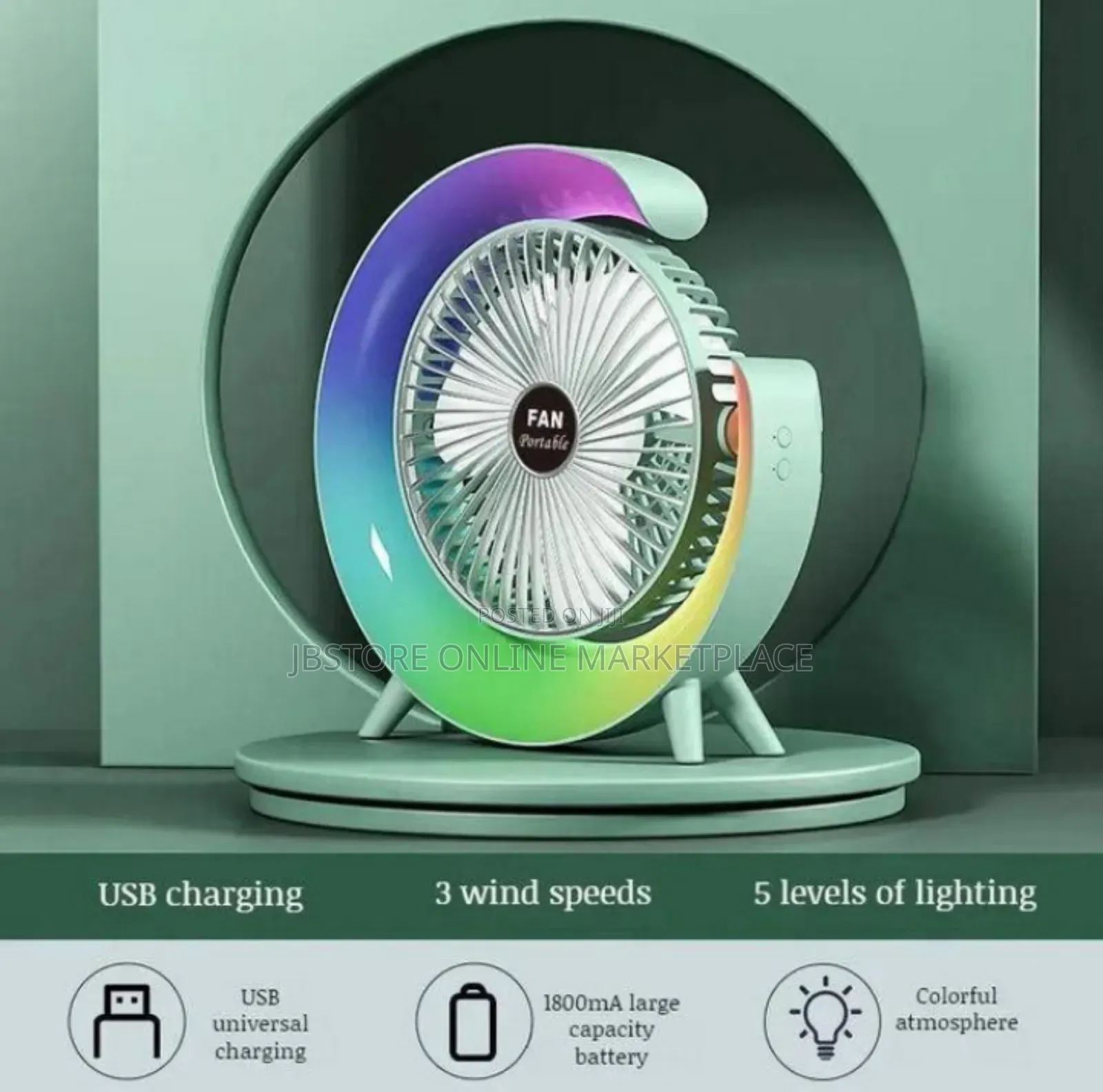 Colorful Desktop Fan With Led Lighting