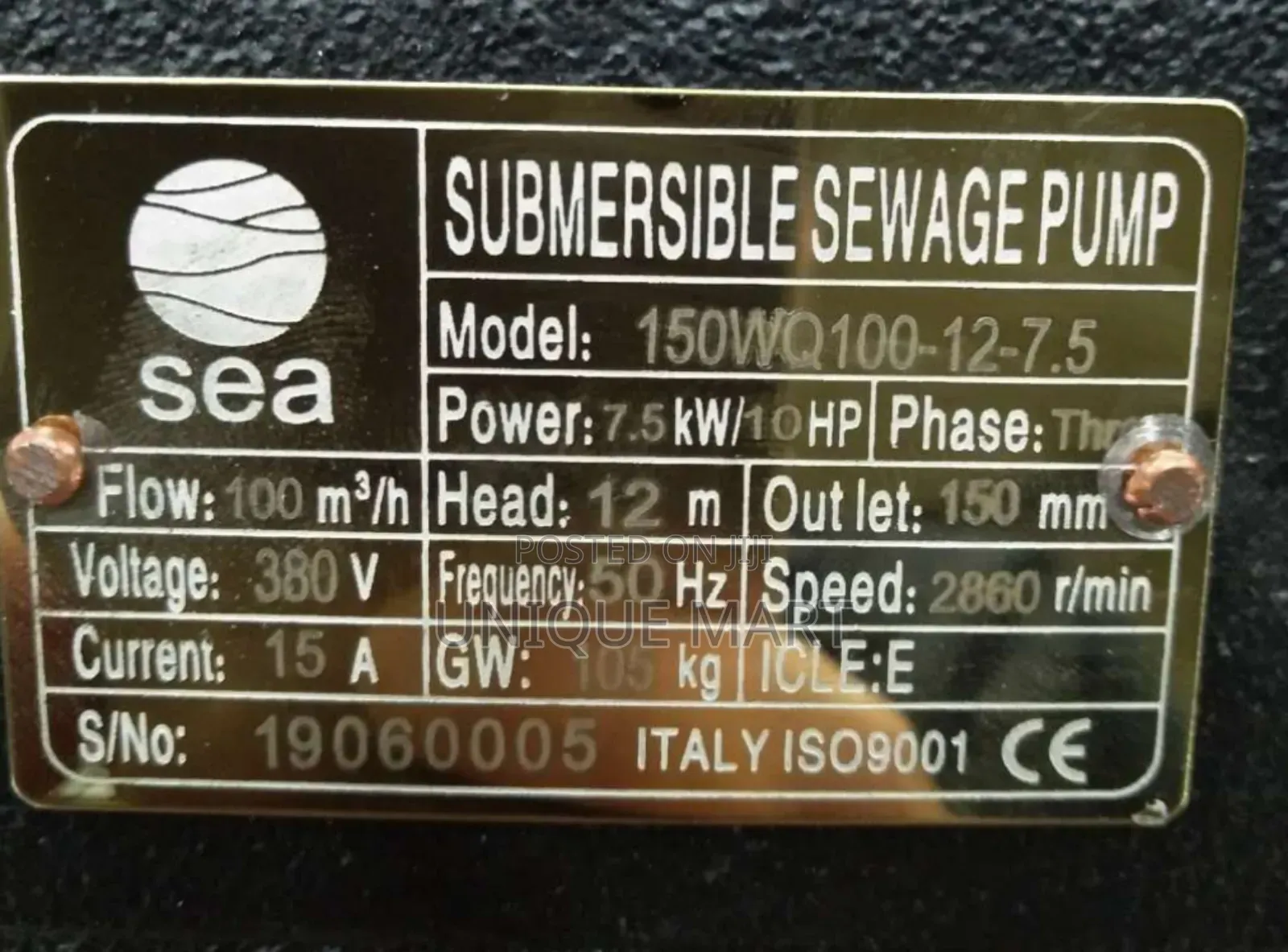 10hp Sewage Submersible Pump.100% Copper Coil