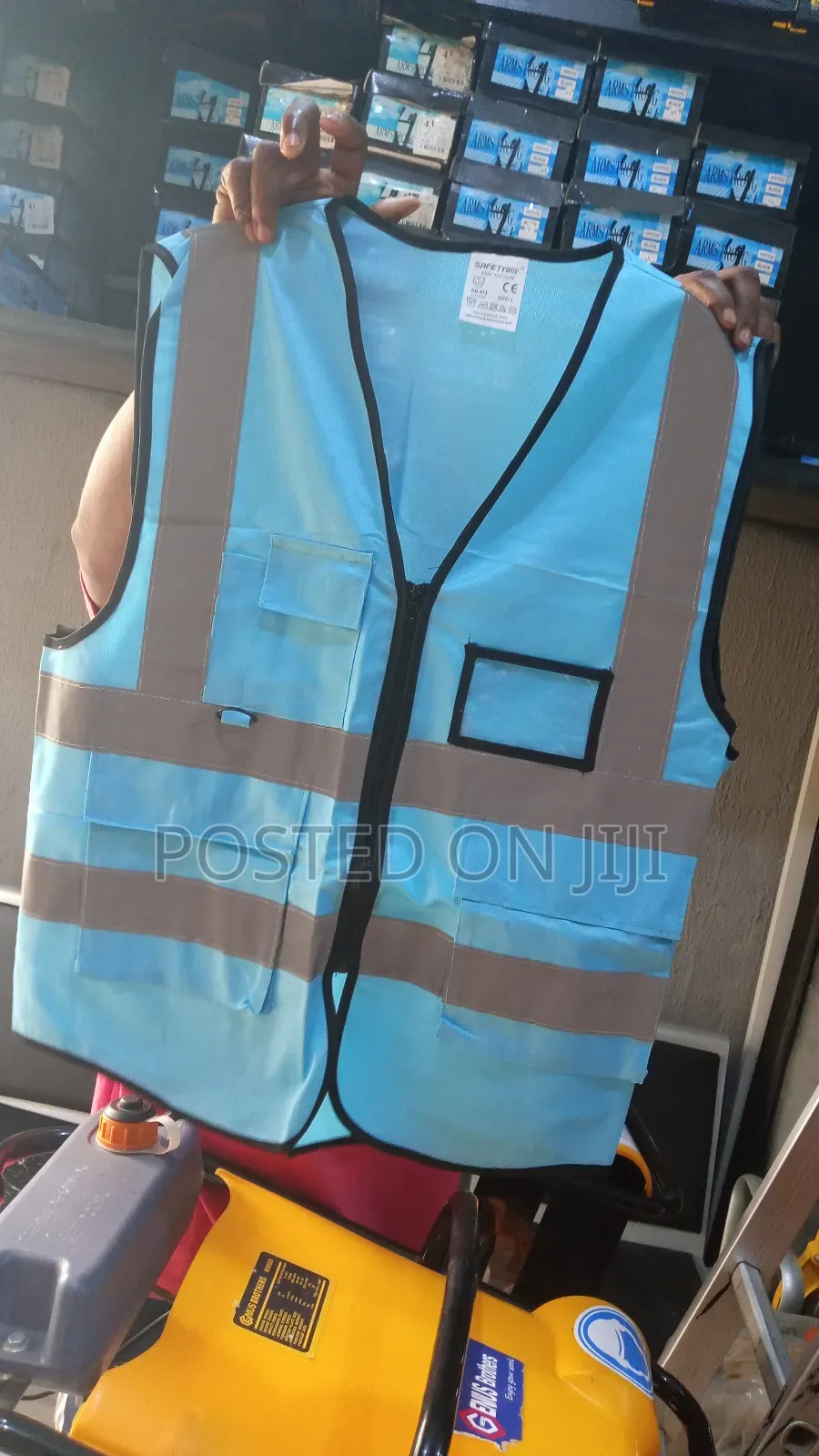 Blue Reflective Jacket Vest (With Zip And Pockets)