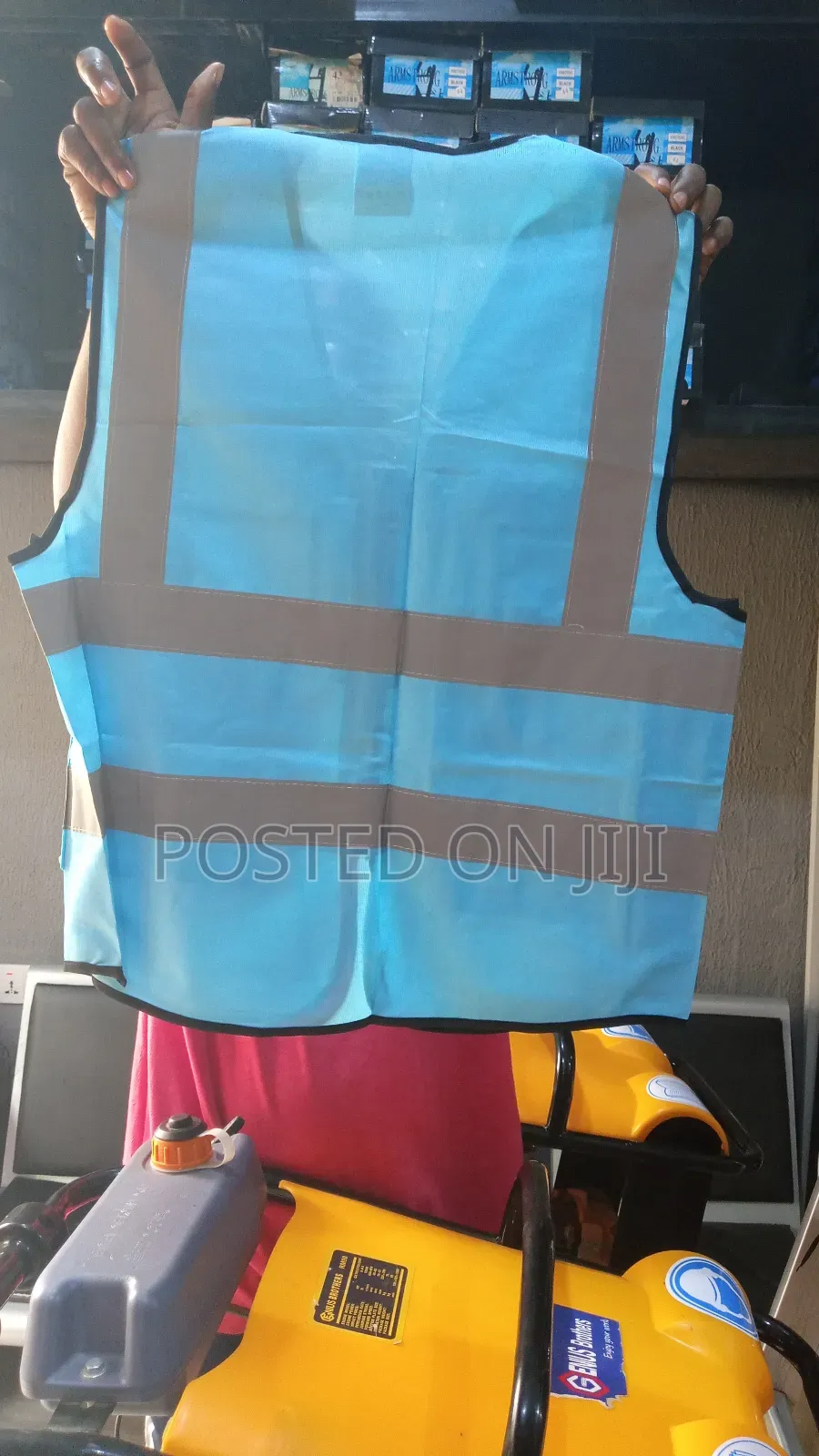 Blue Reflective Jacket Vest (With Zip And Pockets)