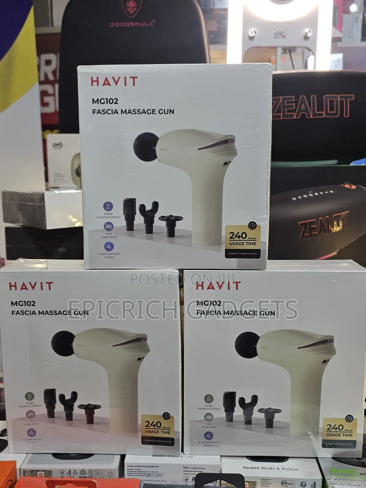 Havit Mg102 Fascia Massage Gun Deep Tissue 4 Heads