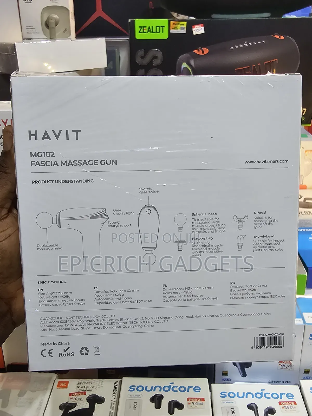 Havit Mg102 Fascia Massage Gun Deep Tissue 4 Heads