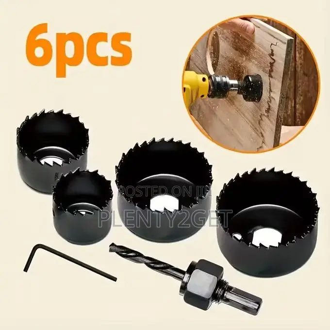 6pcs/11-Hole Sawing Set With Chuck - Drill Bits for Wood, Plastic, PVC