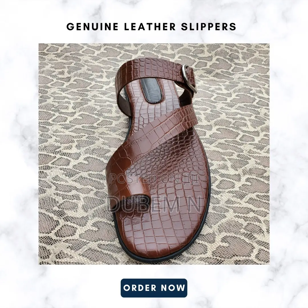 Genuine Embossed Croc Leather Slippers