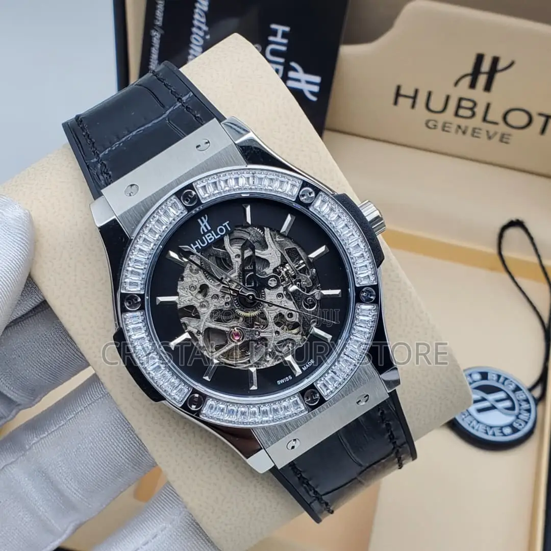 Hublot Quality Luxury Chronograph Genuine Leather Wristwatch