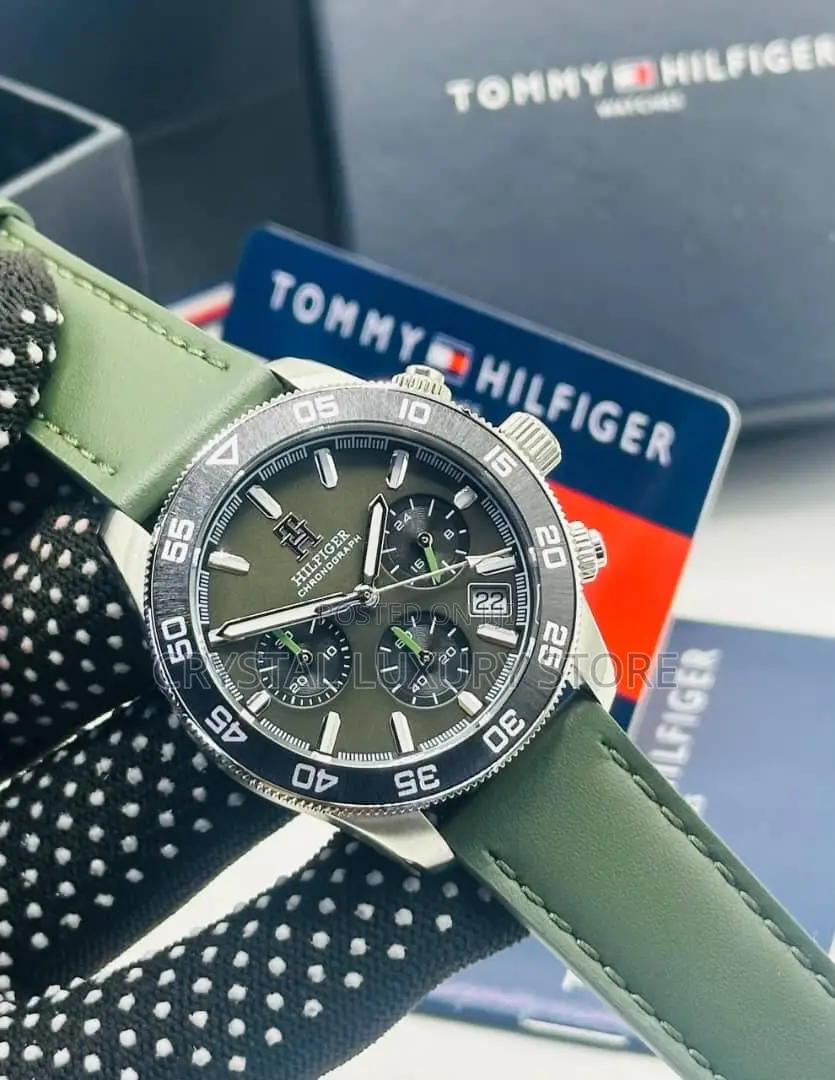 Tommy Hilfiger Denim Quality Luxury Men Genuine Leather Wristwatch