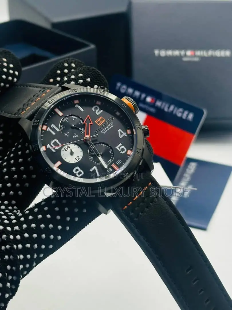 Tommy Hilfiger Denim Quality Luxury Men Genuine Leather Wristwatch
