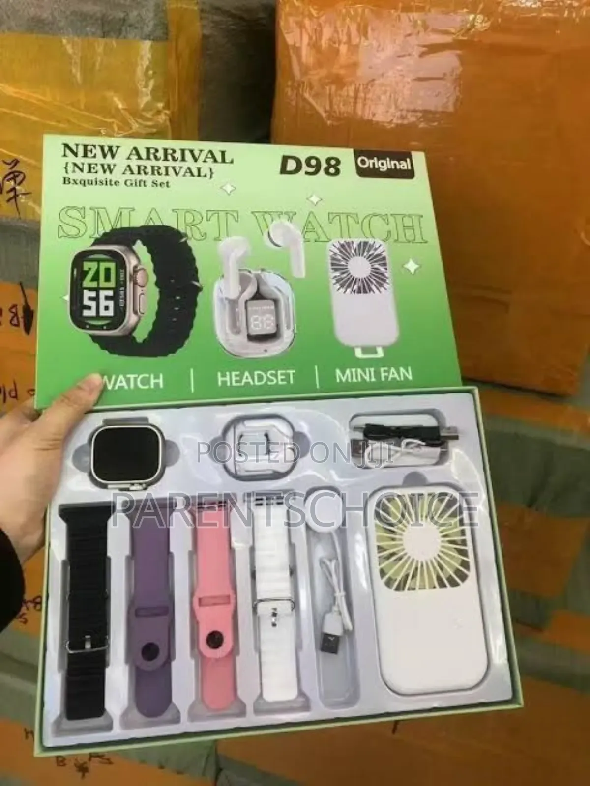 Okpu Smart Watch + Earpods + Mini Fan