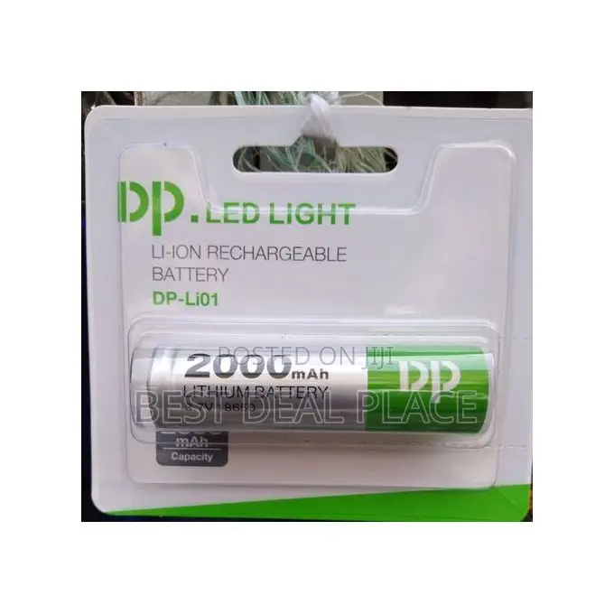 Dp Led Light 2pcs Lithium 2000mah 18650 Rechargeable Lion Battery 3.7v