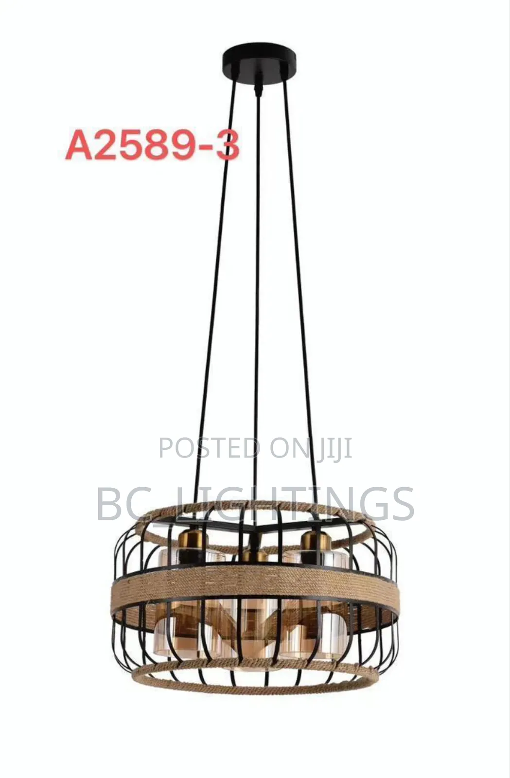 Iron Pendant Vintage Light 3 Glass