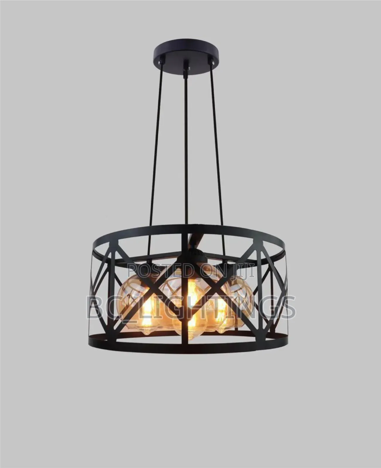 Iron Pendant Vintage Light 3 Glass