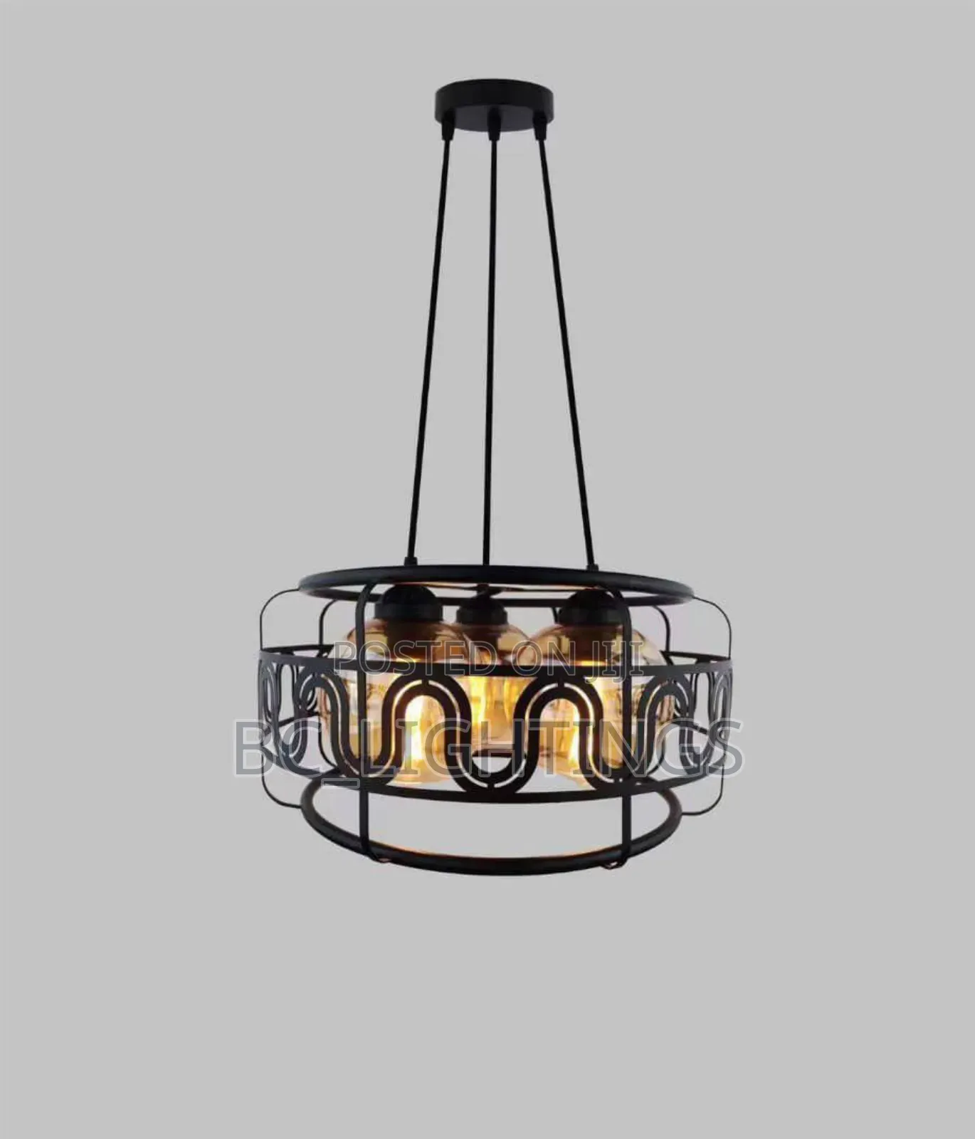 Iron Pendant Vintage Light 3 Glass