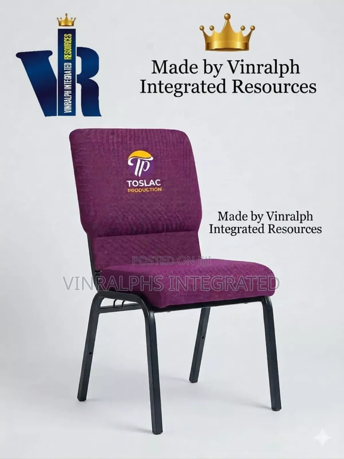 Purple Executive Big Size Church Chair With Logo
