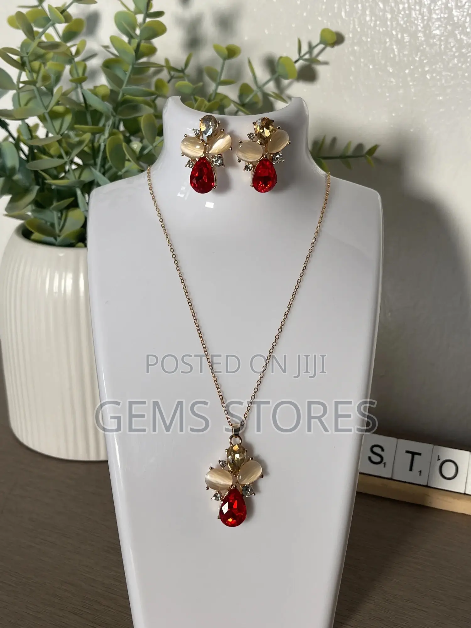 Classy Multi-Color Stone Set – Necklace + Earrings