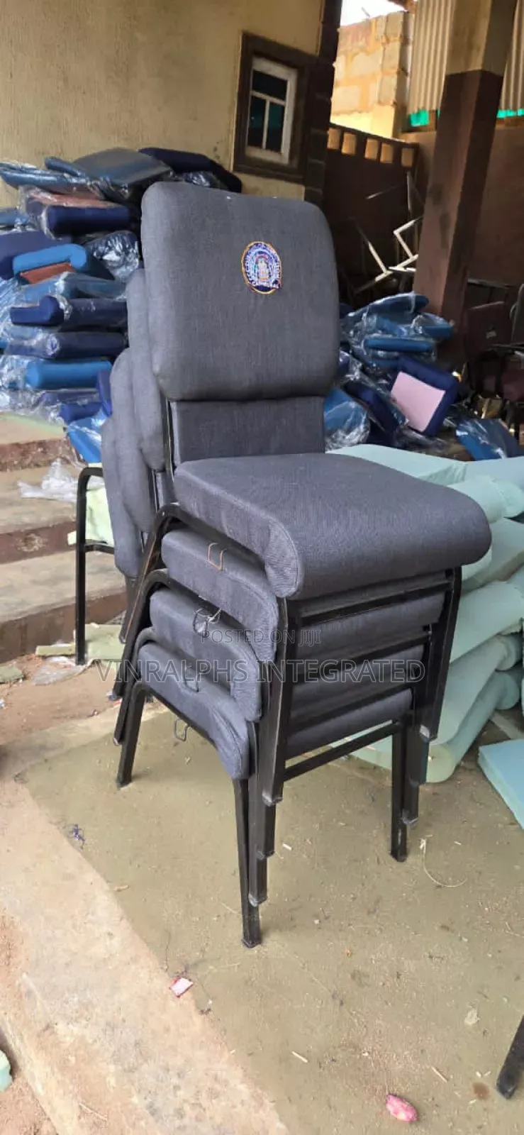 Ash Black Medium Size Church Chair With Logo Imprint