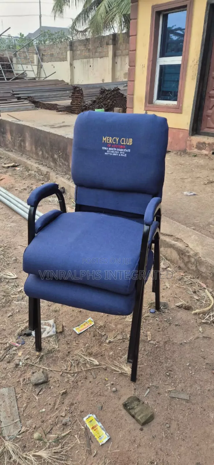 Imperial Blue Pastors Chair With Armrest and Logo Imprint