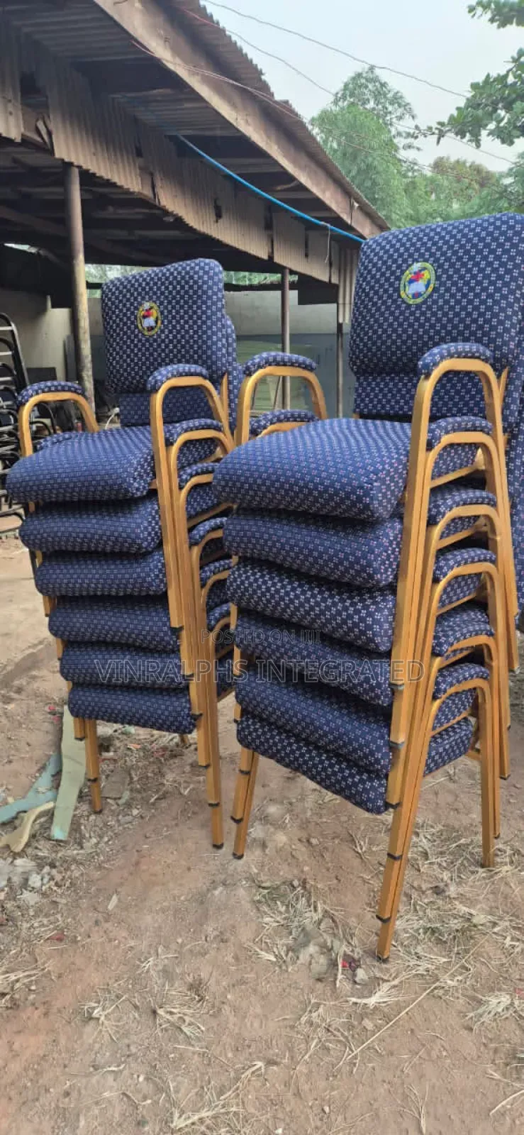 High Quality Pattern Blue Pastors Chair With Armrest and Logo