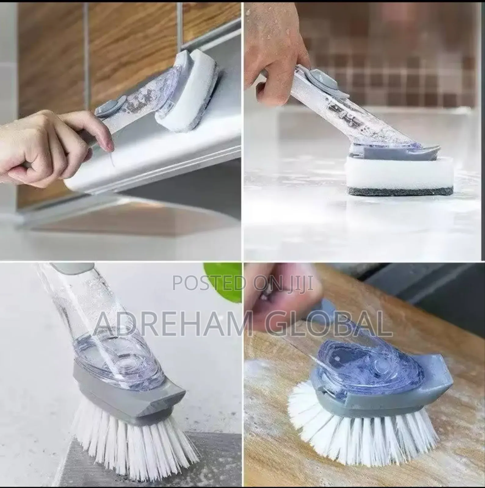 2in1 Long Handle Refillable Liquid Cleaning Soap Dispenser Brush Foam