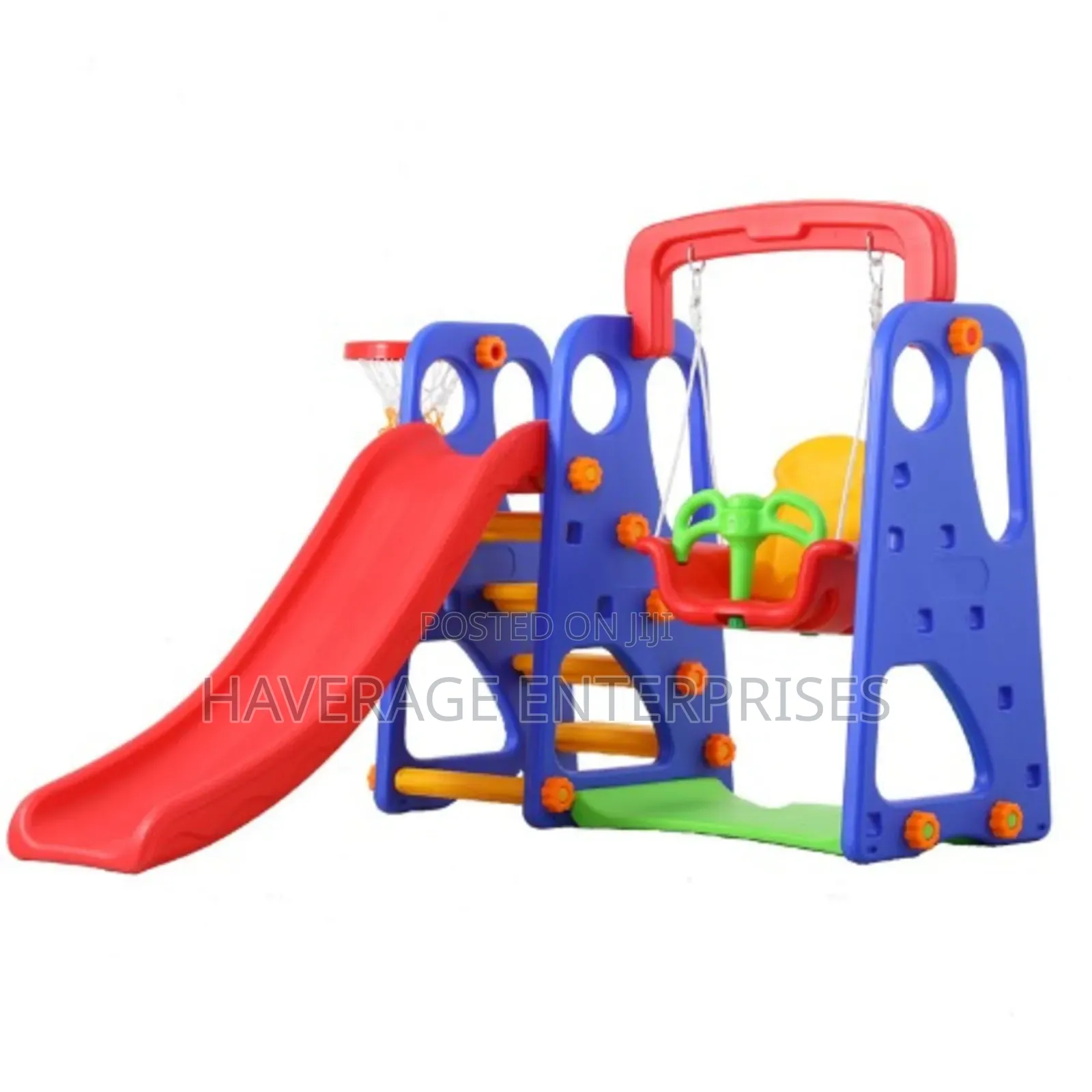 3 in 1 Kids Slide Swing Set Basketball Hoop