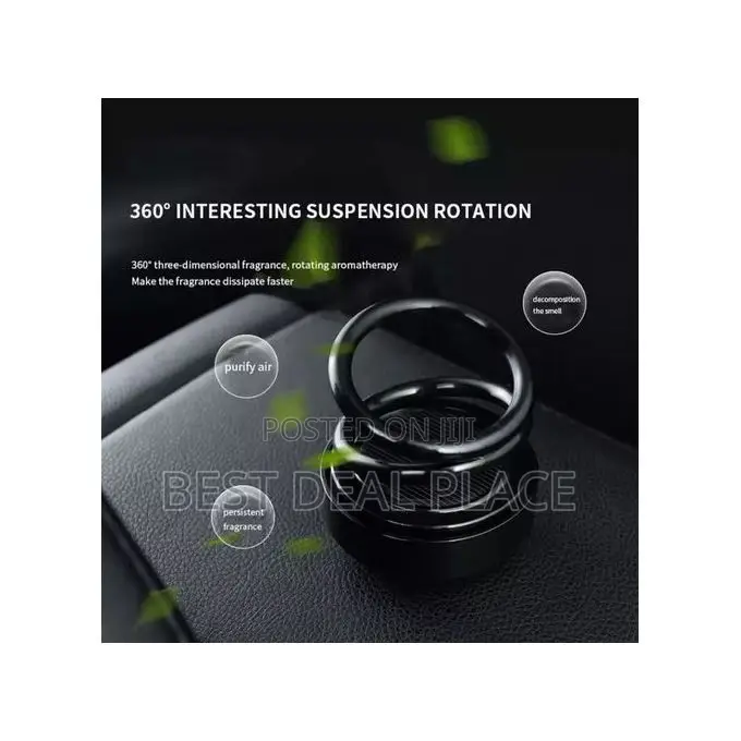 Solar Powered Rotating Perfume Car Air Freshener - Black