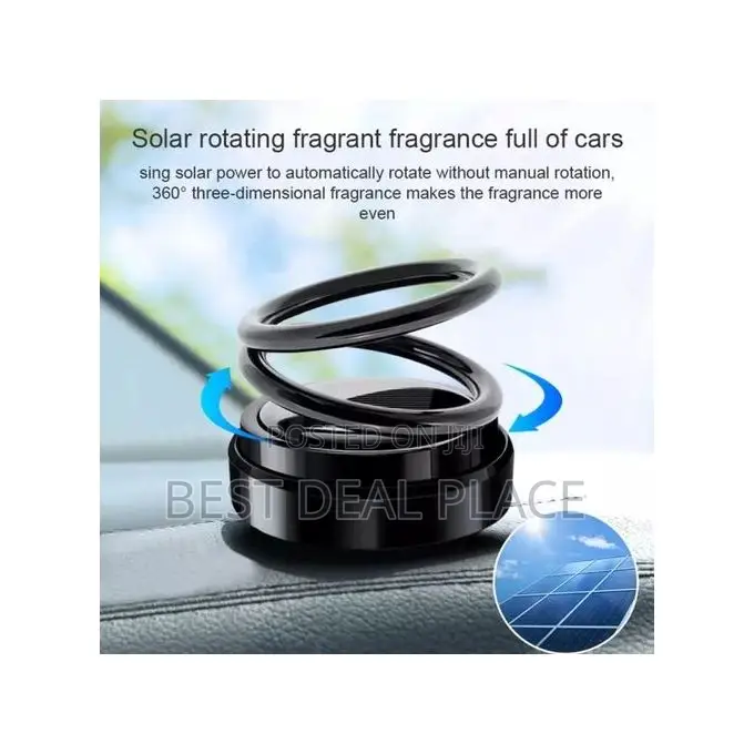 Solar Powered Rotating Perfume Car Air Freshener - Black