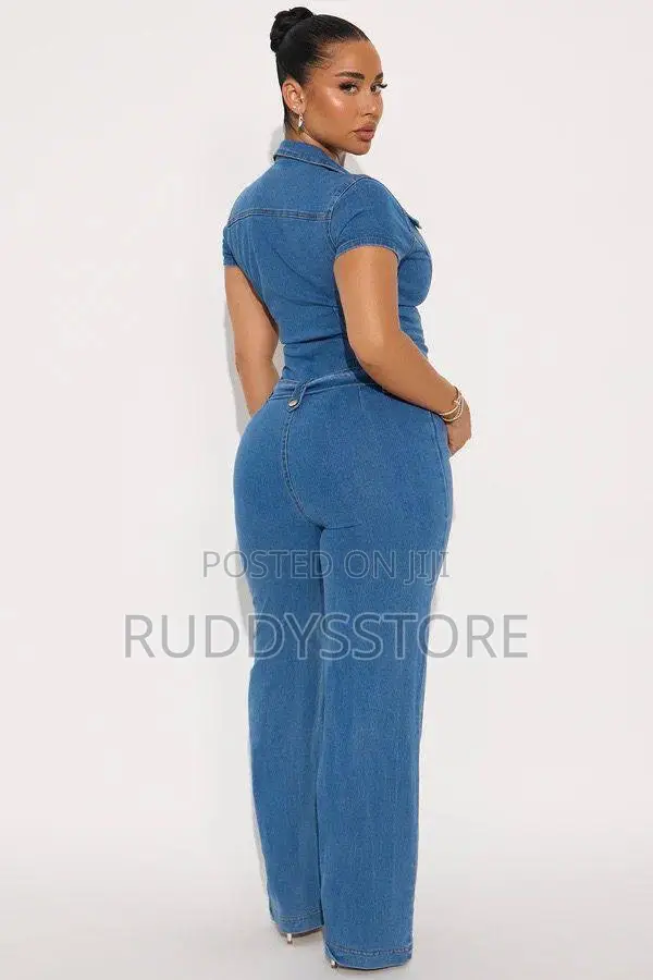 Luxury Denim Belted Jumpsuit
