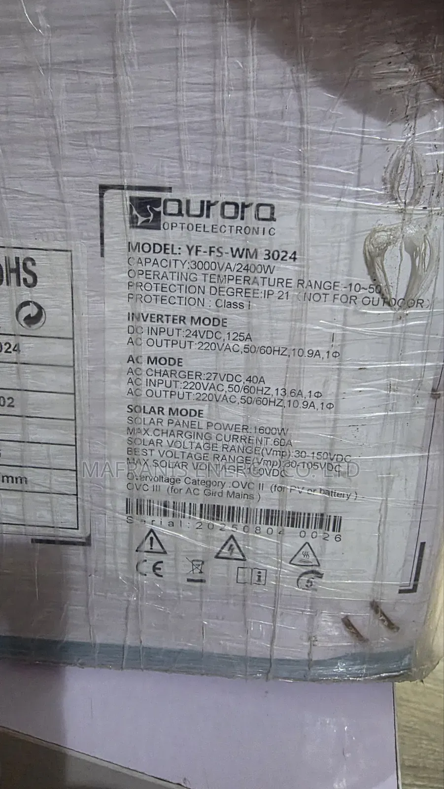 3kva 24v Aurora Solar Hybrid Inverter