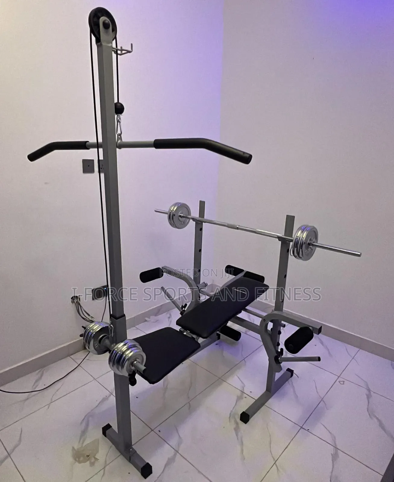 Weight Bench With Lat Pull and 50kg Barbell